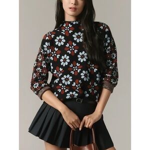 Maeve The Carys floral Mock-Neck Sweater by Anthropologie size XS
